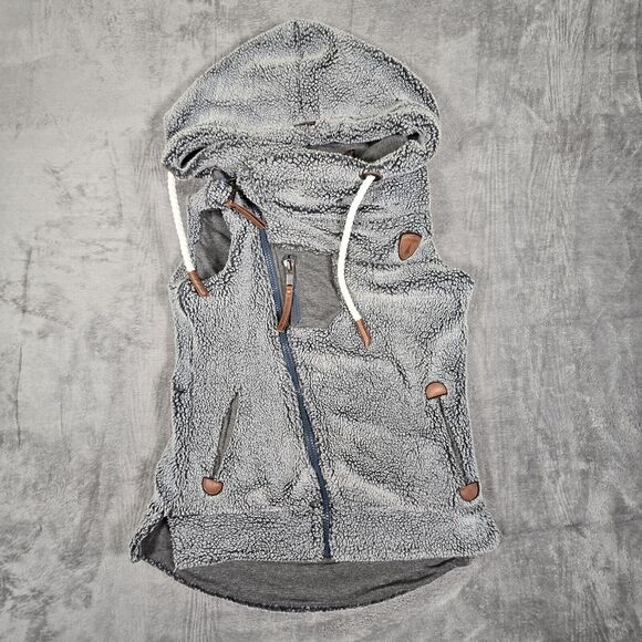 Wanakome Jackets & Blazers - Wanakome Size Small Sherpa Zoe Sherpa Dark Heather Grey Hoodie Vest